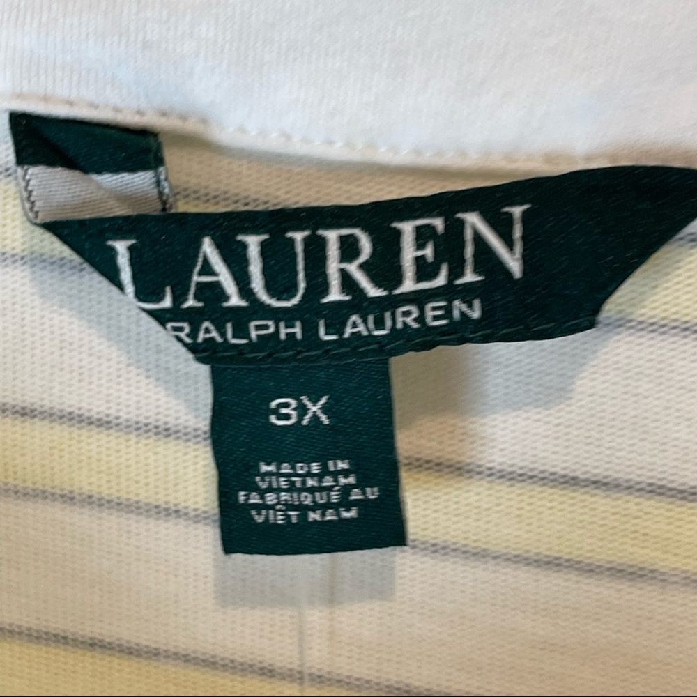 LAUREN Ralph Lauren Yellow Stripe Bell Sleeve Top 3X - Picture 8 of 9